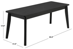 Safavieh Tevin Upholstered Bench Solid Rubberwood Frame Mid-Century Entryway Bedroom Seat Black BCH5900B