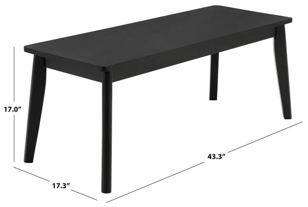 Safavieh Tevin Upholstered Bench Solid Rubberwood Frame Mid-Century Entryway Bedroom Seat Black BCH5900B