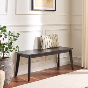 Safavieh Tevin Upholstered Bench Solid Rubberwood Frame Mid-Century Entryway Bedroom Seat Black BCH5900B