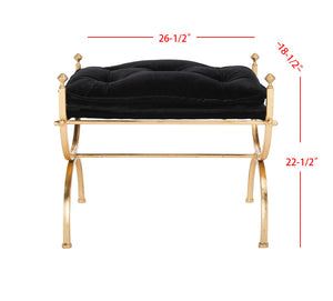 Safavieh Jasmine Tufted Bench - Luxurious Black Upholstered Seating With Gold Foil Base For Modern Spaces BCH6200A
