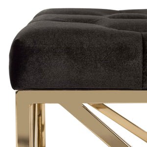 Safavieh Farah Tufted Rectangular Bench - Luxe Black Velvet With Gold Foil Base, Versatile Modern Accent Piece BCH6201A
