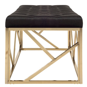 Safavieh Farah Tufted Rectangular Bench - Luxe Black Velvet With Gold Foil Base, Versatile Modern Accent Piece BCH6201A