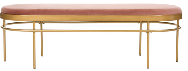 Safavieh Sylva Oval Bench - Luxurious Dusty Rose Velvet With Gold Base, Vintage Italian Glam For Modern Spaces BCH6202A