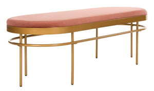 Safavieh Sylva Oval Bench - Luxurious Dusty Rose Velvet With Gold Base, Vintage Italian Glam For Modern Spaces BCH6202A