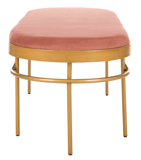 Safavieh Sylva Oval Bench - Luxurious Dusty Rose Velvet With Gold Base, Vintage Italian Glam For Modern Spaces BCH6202A