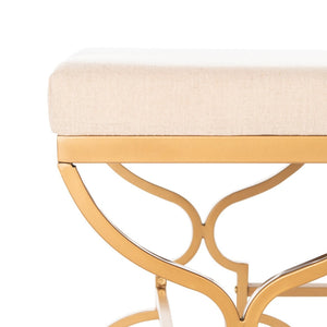 Safavieh Juliet Rectangular Bench – Chic Antique Design With Luxurious Upholstery For Stylish Home Décor Beige Linen/Gold BCH6203A
