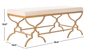 Safavieh Juliet Rectangular Bench – Chic Antique Design With Luxurious Upholstery For Stylish Home Décor Beige Linen/Gold BCH6203A