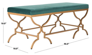 Safavieh Juliet Rectangular Bench – Chic Antique Design With Luxurious Upholstery For Stylish Home Décor Emerald Velvet/Gold BCH6203B