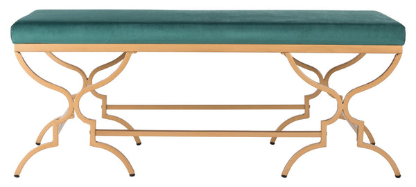 Safavieh Juliet Rectangular Bench – Chic Antique Design With Luxurious Upholstery For Stylish Home Décor Emerald Velvet/Gold BCH6203B