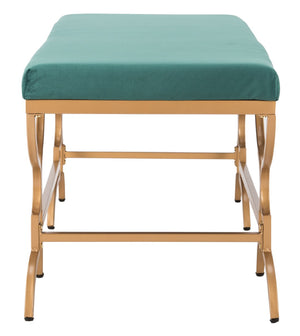 Safavieh Juliet Rectangular Bench – Chic Antique Design With Luxurious Upholstery For Stylish Home Décor Emerald Velvet/Gold BCH6203B
