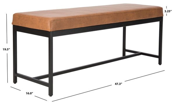 Safavieh Chase Vegan Leather Bench - Stylish, Multi-Functional Seating For Modern Spaces With Comfort & Durability Brown Pu/Black BCH6204A
