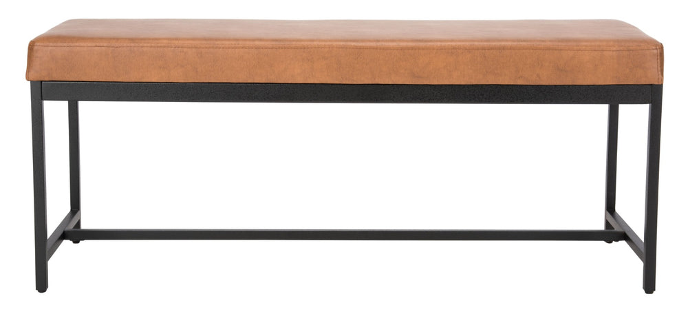 Safavieh Chase Vegan Leather Bench - Stylish, Multi-Functional Seating For Modern Spaces With Comfort & Durability Brown Pu/Black BCH6204A