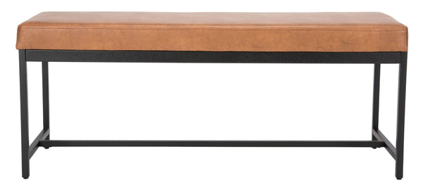 Safavieh Chase Vegan Leather Bench - Stylish, Multi-Functional Seating For Modern Spaces With Comfort & Durability Brown Pu/Black BCH6204A