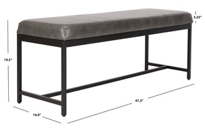 Safavieh Chase Vegan Leather Bench - Stylish, Multi-Functional Seating For Modern Spaces With Comfort & Durability Grey Pu/Black BCH6204B