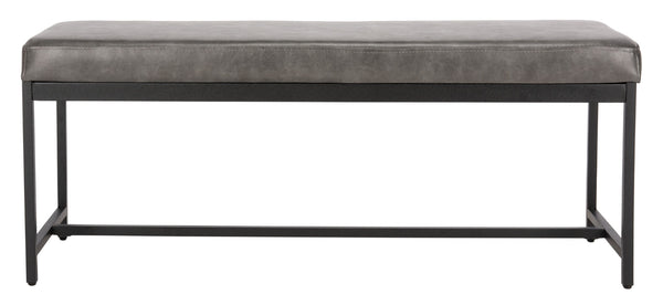 Safavieh Chase Vegan Leather Bench - Stylish, Multi-Functional Seating For Modern Spaces With Comfort & Durability Grey Pu/Black BCH6204B