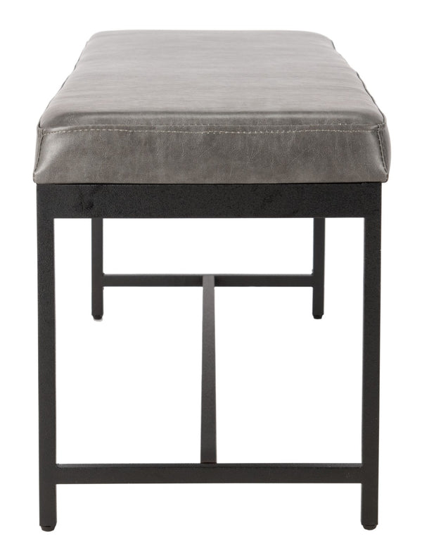 Safavieh Chase Vegan Leather Bench - Stylish, Multi-Functional Seating For Modern Spaces With Comfort & Durability Grey Pu/Black BCH6204B