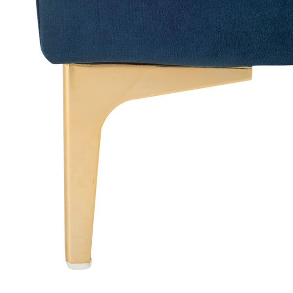 Safavieh Zarya Elegant Tufted Rectangular Bench In Navy Velvet With Chic Brass Legs - Versatile Seating Option BCH6300A