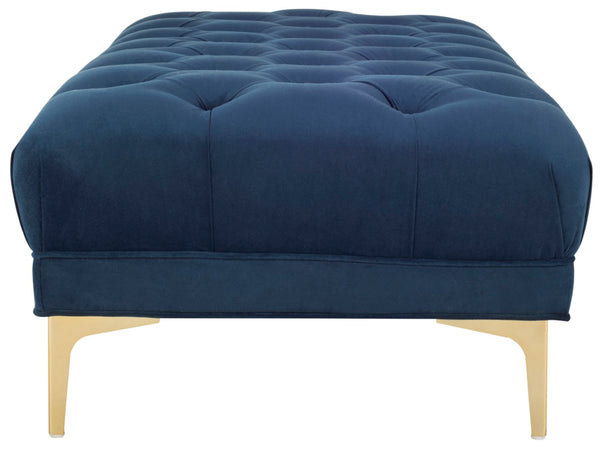 Safavieh Zarya Elegant Tufted Rectangular Bench In Navy Velvet With Chic Brass Legs - Versatile Seating Option BCH6300A