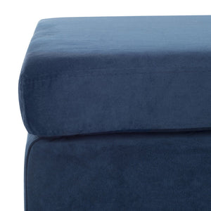Safavieh Giovanna Square Ottoman - Chic Modern Accent Piece With Plush Upholstery And Sleek Metal Legs Navy Velvet/Brass BCH6301A