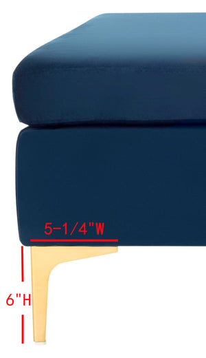 Safavieh Giovanna Square Ottoman - Chic Modern Accent Piece With Plush Upholstery And Sleek Metal Legs Navy Velvet/Brass BCH6301A