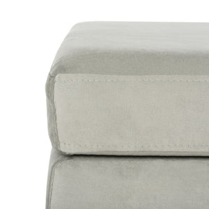 Safavieh Giovanna Square Ottoman - Chic Modern Accent Piece With Plush Upholstery And Sleek Metal Legs Grey Velvet/Brass BCH6301B