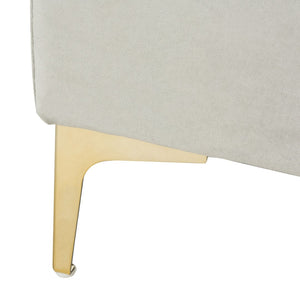 Safavieh Giovanna Square Ottoman - Chic Modern Accent Piece With Plush Upholstery And Sleek Metal Legs Grey Velvet/Brass BCH6301B