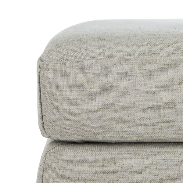 Safavieh Giovanna Square Ottoman - Chic Modern Accent Piece With Plush Upholstery And Sleek Metal Legs Light Grey Linen/Brass BCH6301C