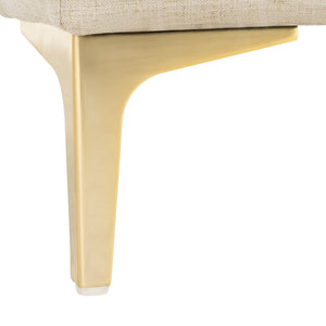 Safavieh Giovanna Square Ottoman - Chic Modern Accent Piece With Plush Upholstery And Sleek Metal Legs Light Grey Linen/Brass BCH6301C