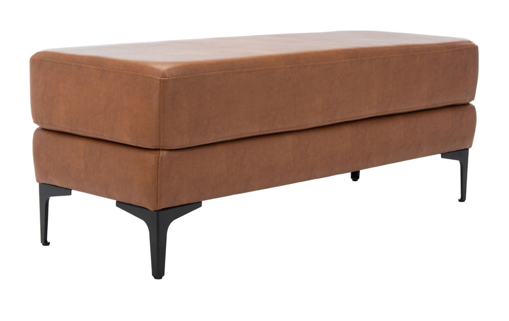 Safavieh Elise Rectangular Bench - Stylish Transitional Seating For Living Room, Bedroom, Or Entryway Décor Brown Pu/Black BCH6302A