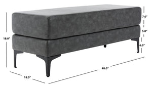 Safavieh Elise Rectangular Bench - Stylish Transitional Seating For Living Room, Bedroom, Or Entryway Décor Grey Pu/Black BCH6302B