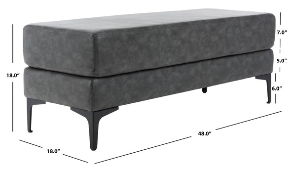 Safavieh Elise Rectangular Bench - Stylish Transitional Seating For Living Room, Bedroom, Or Entryway Décor Grey Pu/Black BCH6302B