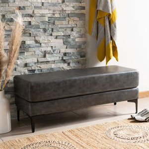 Safavieh Elise Rectangular Bench - Stylish Transitional Seating For Living Room, Bedroom, Or Entryway Décor Grey Pu/Black BCH6302B