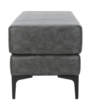 Safavieh Elise Rectangular Bench - Stylish Transitional Seating For Living Room, Bedroom, Or Entryway Décor Grey Pu/Black BCH6302B