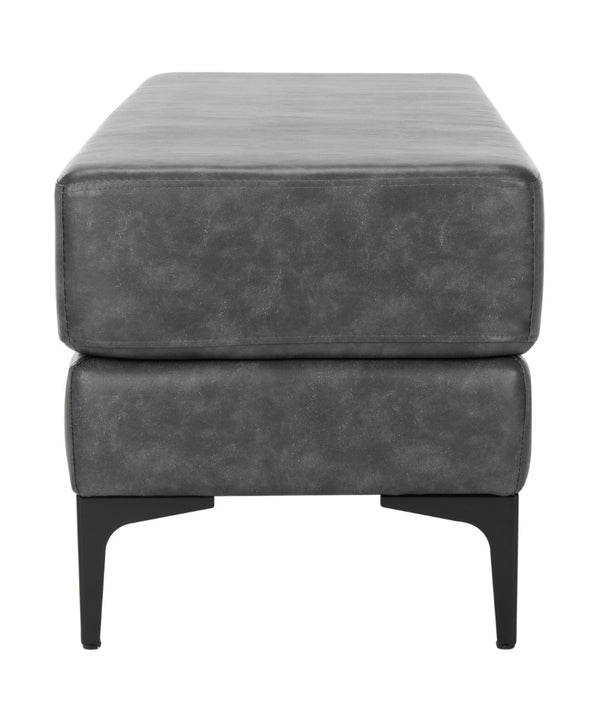 Safavieh Elise Rectangular Bench - Stylish Transitional Seating For Living Room, Bedroom, Or Entryway Décor Grey Pu/Black BCH6302B