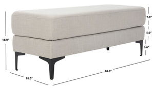 Safavieh Elise Rectangular Bench - Stylish Transitional Seating For Living Room, Bedroom, Or Entryway Décor Light Grey Linen/Black BCH6302D