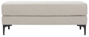 Safavieh Elise Rectangular Bench - Stylish Transitional Seating For Living Room, Bedroom, Or Entryway Décor Light Grey Linen/Black BCH6302D