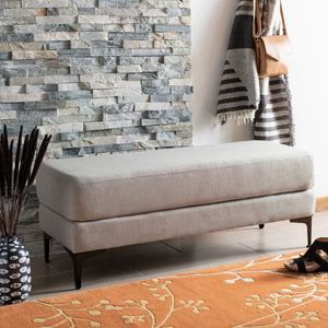 Safavieh Elise Rectangular Bench - Stylish Transitional Seating For Living Room, Bedroom, Or Entryway Décor Light Grey Linen/Black BCH6302D
