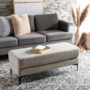 Safavieh Elise Rectangular Bench - Stylish Transitional Seating For Living Room, Bedroom, Or Entryway Décor Light Grey Linen/Black BCH6302D