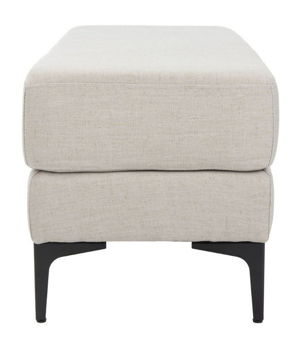 Safavieh Elise Rectangular Bench - Stylish Transitional Seating For Living Room, Bedroom, Or Entryway Décor Light Grey Linen/Black BCH6302D