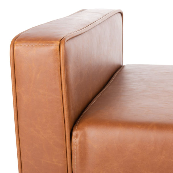 Safavieh Henri Midcentury Bench - Stylish Pu Leather Upholstered Seating For Entryway, Living Room, Bedroom BCH6303D