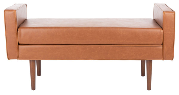Safavieh Henri Midcentury Bench - Stylish Pu Leather Upholstered Seating For Entryway, Living Room, Bedroom BCH6303D