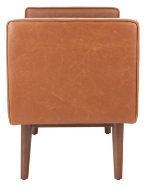 Safavieh Henri Midcentury Bench - Stylish Pu Leather Upholstered Seating For Entryway, Living Room, Bedroom BCH6303D