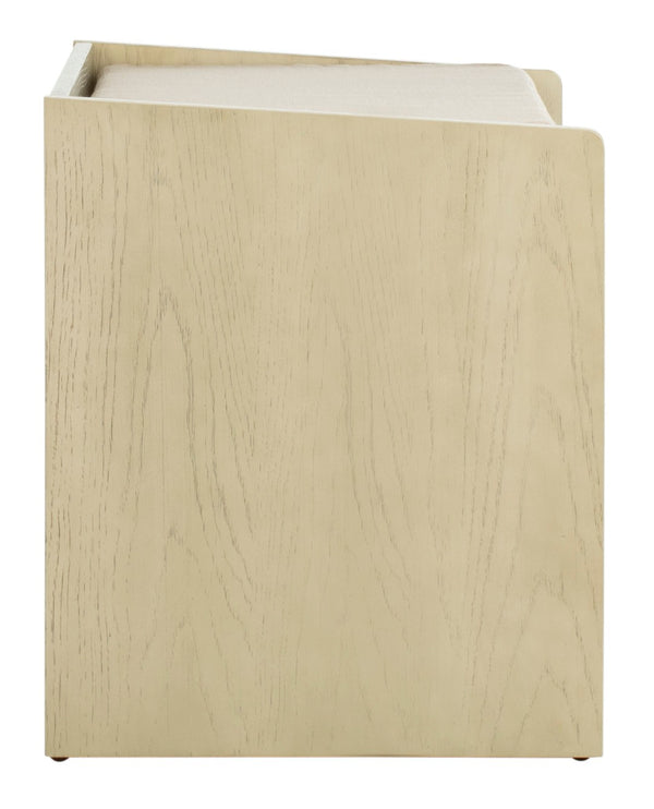 Safavieh Percy Storage Bench - Chic Belgian Design With Open Shelving For Entryway, Bedroom & Living Room Use White Wash/Beige Linen BCH6400B