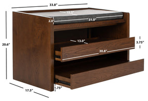Safavieh Percy Storage Bench - Chic Belgian Design With Open Shelving For Entryway, Bedroom & Living Room Use Walnut/Grey Pu BCH6400C