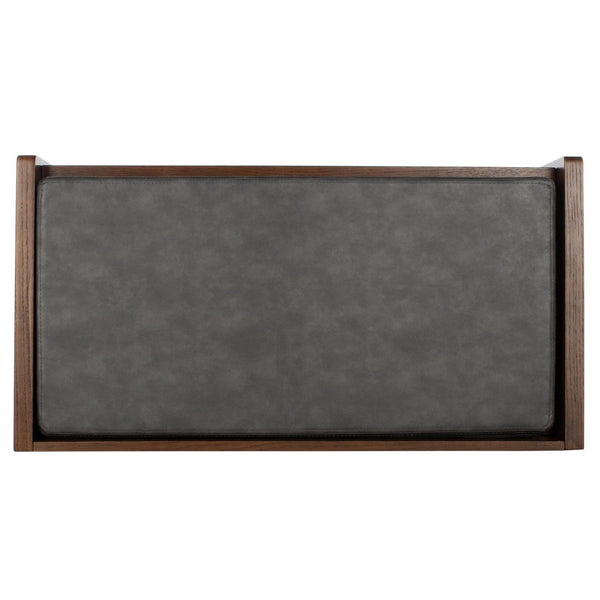 Safavieh Percy Storage Bench - Chic Belgian Design With Open Shelving For Entryway, Bedroom & Living Room Use Walnut/Grey Pu BCH6400C