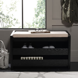Safavieh Percy Storage Bench Black / Beige BCH6400E