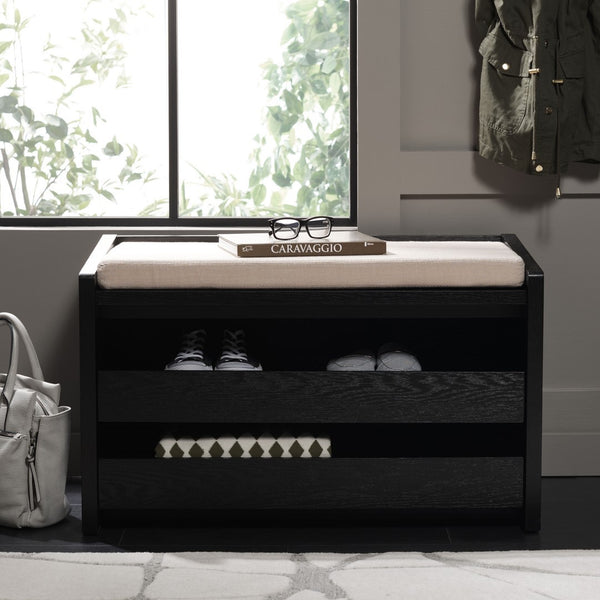Safavieh Percy Storage Bench Black / Beige BCH6400E
