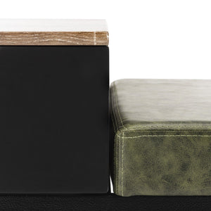 Safavieh Maruka Storage Bench - Stylish Grey Wash Wood & Dark Green Upholstered Entryway Seating Solution BCH6401D