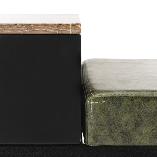 Safavieh Maruka Storage Bench - Stylish Grey Wash Wood & Dark Green Upholstered Entryway Seating Solution BCH6401D