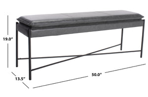 Safavieh Kara Cushioned X Bench – Stylish Minimalist Seating For Entryways, Living Rooms & Bedroom Decor Grey Pu/Black BCH6402A